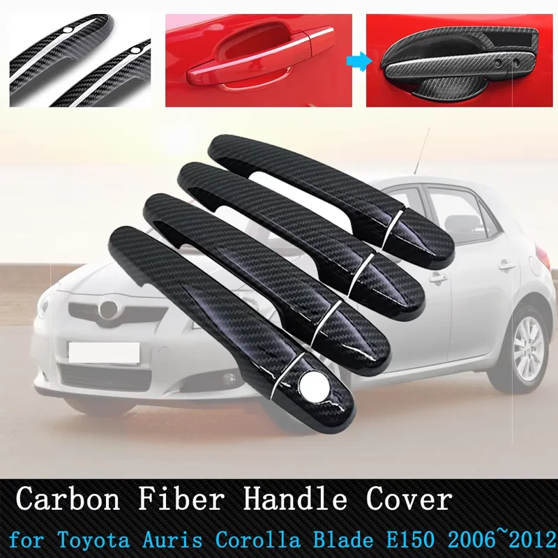

Для Toyota Auris Corolla Blade E150 2006-2012 черная накладка на дверную ручку из углеродного волокна, автомобильные аксессуары 2007, 2008, 2009, 2010, 2011