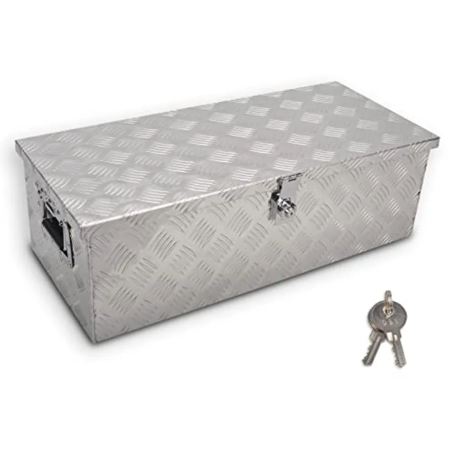 

30-дюймовый алюминиевый ящик для инструментов с боковой ручкой и 5-секционным органайзером для хранения для пикапов, автодомов, прицепов - серебристый 30''X13''X10''