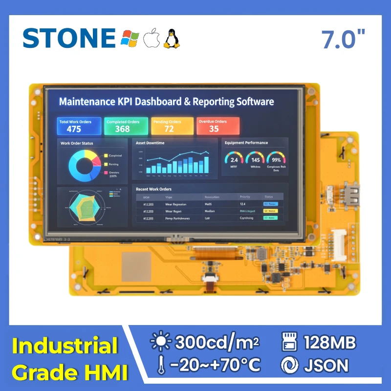 STONE C 7.0 inch HMI Display Panel TFT LCD with None Touch Screen RS232/RS422/RS485/TTL 800*480 for Arduino