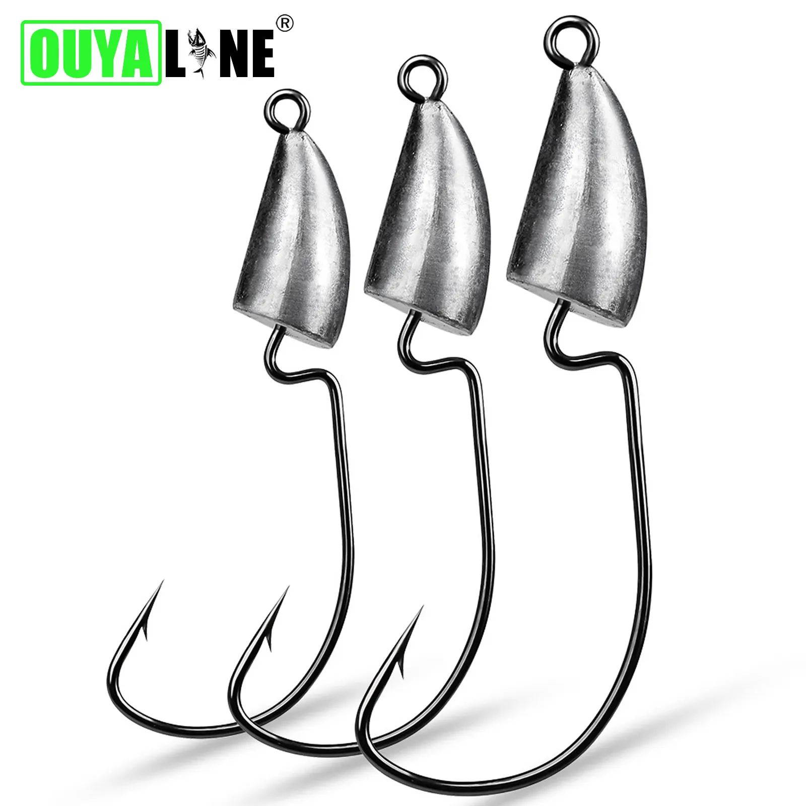 5pcs/Lot 5g 7g10g 14g Bullet Jig Head Carbon Steel Hook Offset Worm Fishing Hooks Accessories Barbed For Soft Baits Pesca Tackle