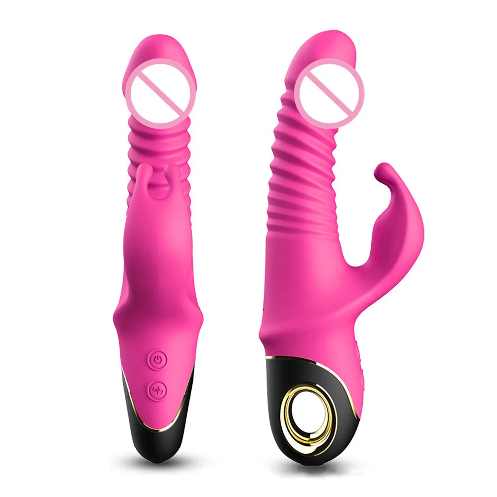 Rabbit Thrusting Pushing Vibrator Sex Toy for Women 9 Speed Clitoris G-Spot Stimulator Automatic Telescopic Female