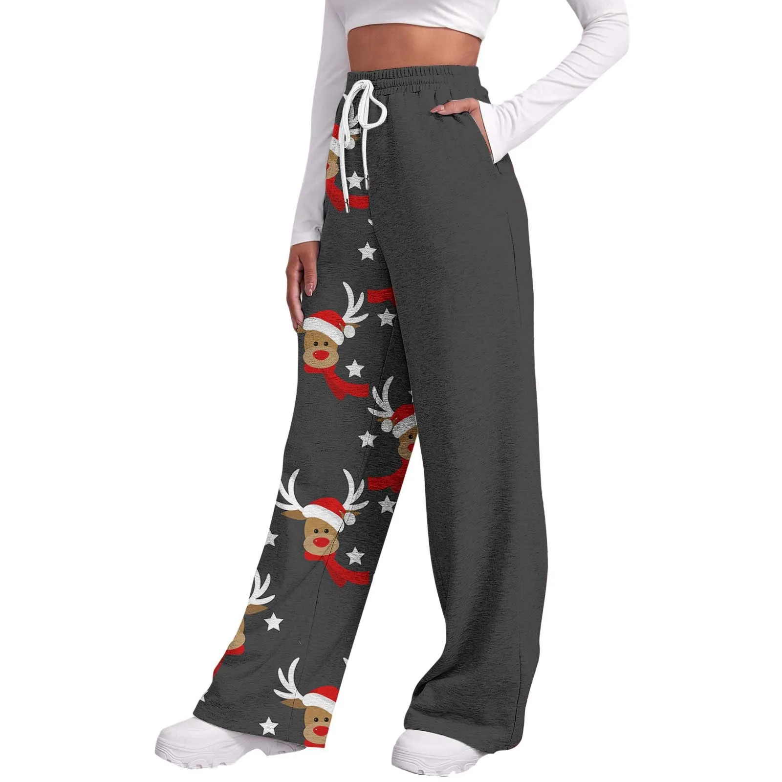 

Autumn Winter Women Fashion Casual Pant Christmas Theme Print Sweatpants Gym Fitness Running Sport Trouser