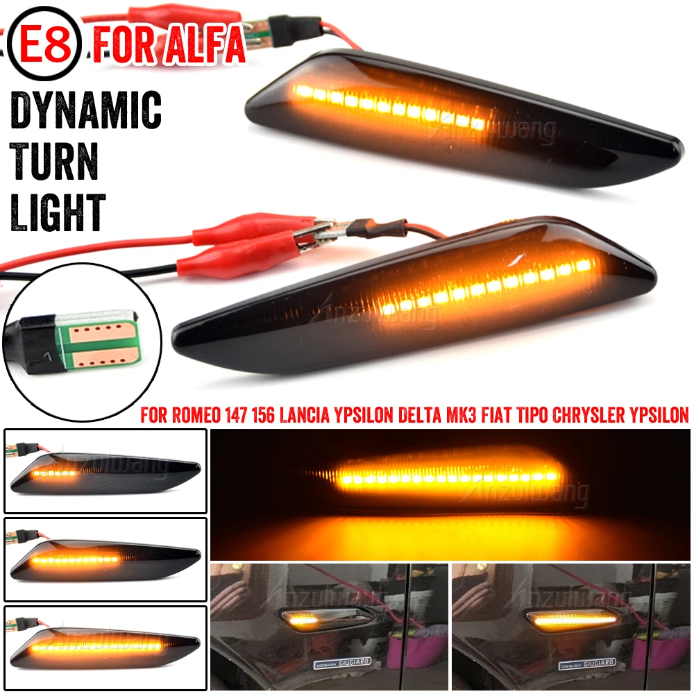 

2Pcs LED Dynamic Side Marker Light Arrow Turn Signal Blinker Lamps For Fiat Tipo Egea Alfa Romeo 147 156 Sportwagon Lancia Delta