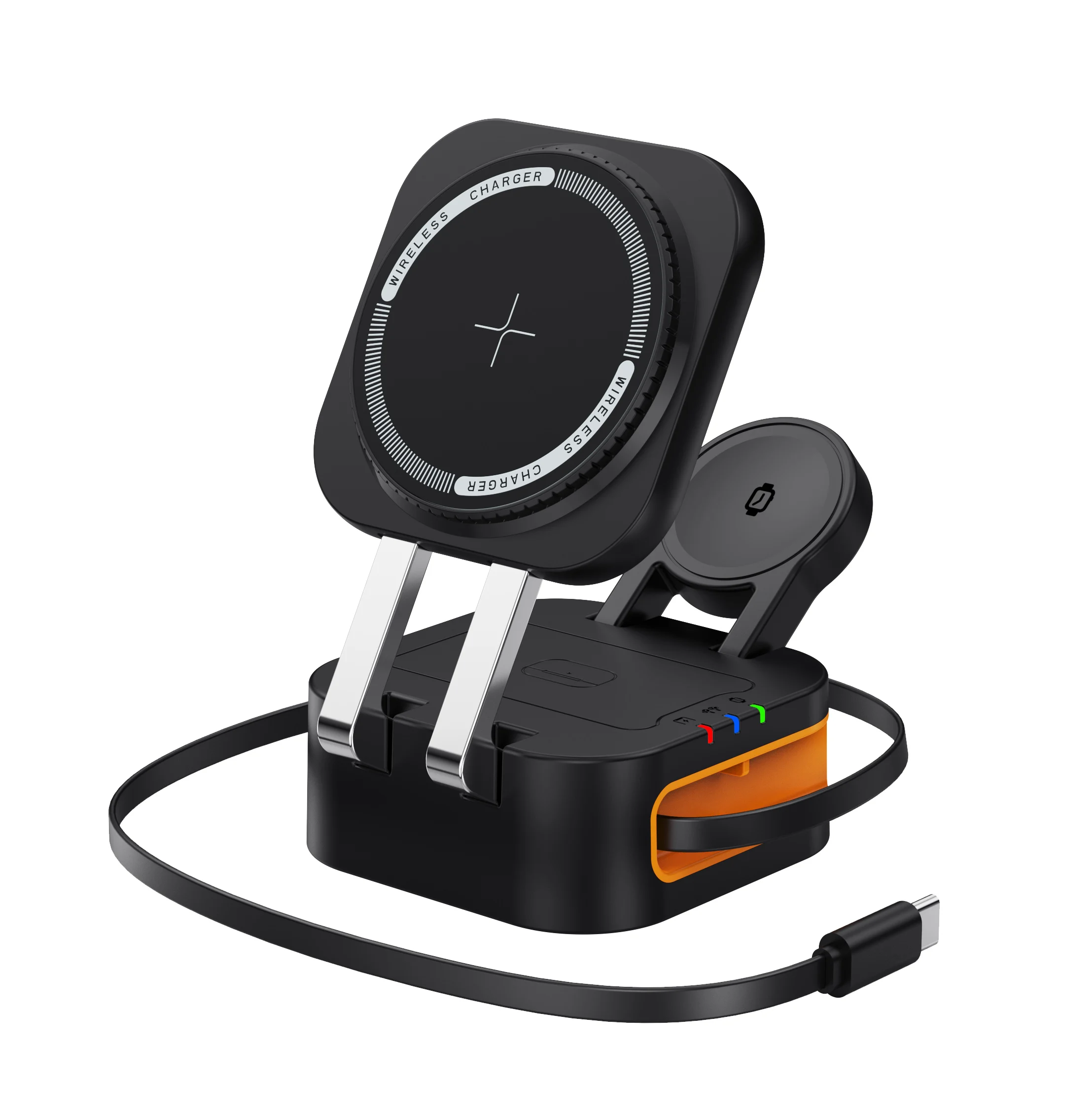 New 3in1 Desktop Wireless Charging Stand, Magnetic Phone Holder, Foldable Wireless Charging for phone 17 watch earphone