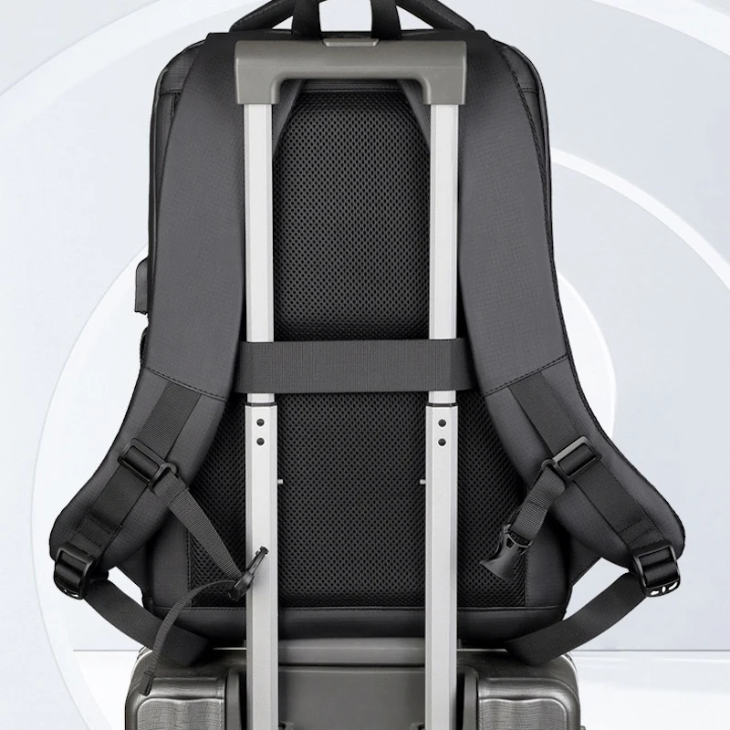Large Capacity Men's Laptop Backpack Waterproof Fabric Three Layer Compartments USB Charging Port Business Teenager School Bag