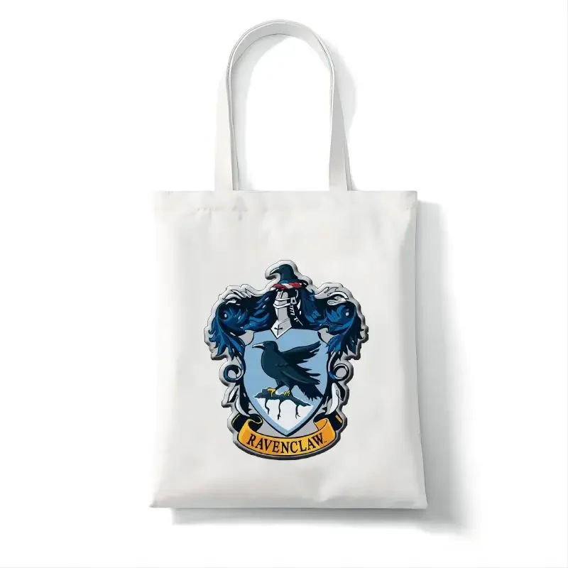 Hogwarts Badge Canvas Tote Bags Anime Harry Potter Shoulder Bags Cartoon Large-capacity Storage Bags Reusable Handbags Gifts