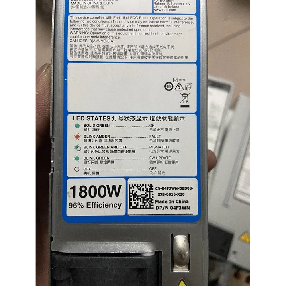 Untuk EMC Server Power Supply 1800W UNTUK DELL 4F3WN 04F3WN D1800E-S 16th Generation R660 R760