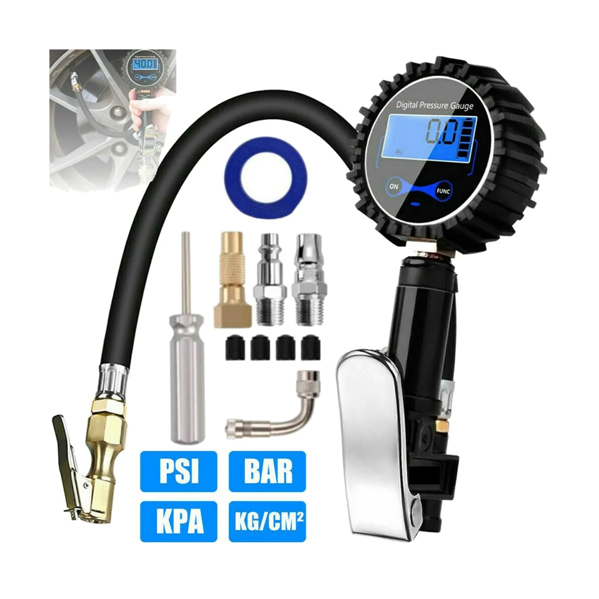 Digital Tire Inflator Pressure Gauge Air Compressor Pump LCD Display LED Backlight Vehicle Tester Monitoring Manometro