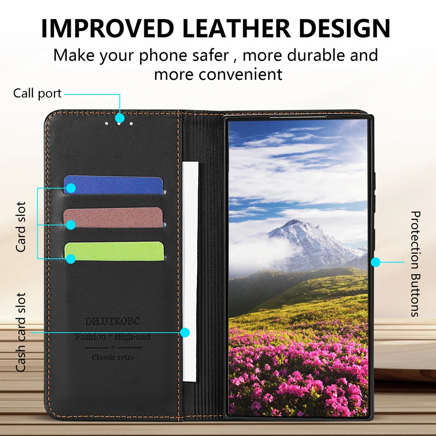 Hautfreundliche Brieftaschenhülle mit Kartenfach und Magnetverschluss aus Leder für Samsung Galaxy S26 FE S25 Ultra S24 A08 A17 A18 A36 A37 A56 A57 – Detail 9
