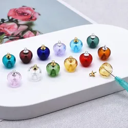 1piece Color Apple Glass Bottle Pendant Diffuser Perfume Refillable Essential Oil Aromatherapy With Beads Cap For Jewelry Making