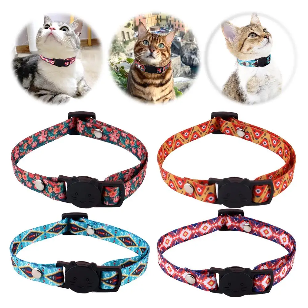 

1pc Pet Collar Flower Printed Colorful Dog Puppy Cat Pet Adjustable Collar Safety Bell Necklace Accessories Supply V8K1