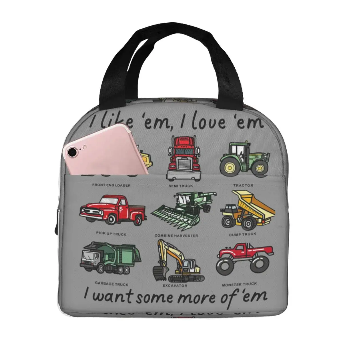 

Tractor Insulated Lunch Bag for Kids School Cooler Thermal Food Box Tote Portable Lunch Boxes Container