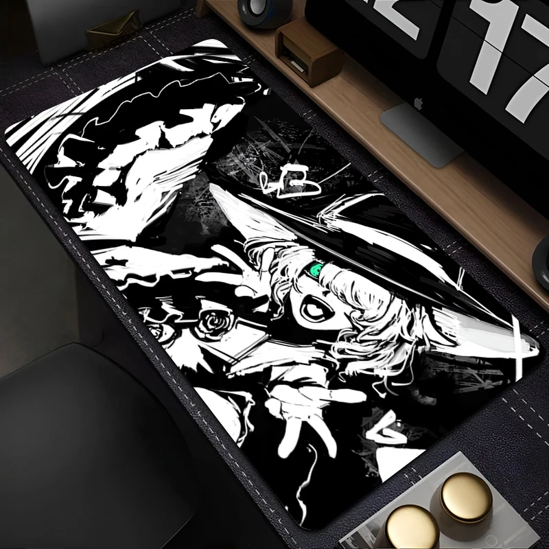 Mouse Pad Black And White Anime Girl Mousepad Office PC Kawaii Gamer Cabinet Keyboard Rug Laptop Gaming Accessories XXL Desk Mat