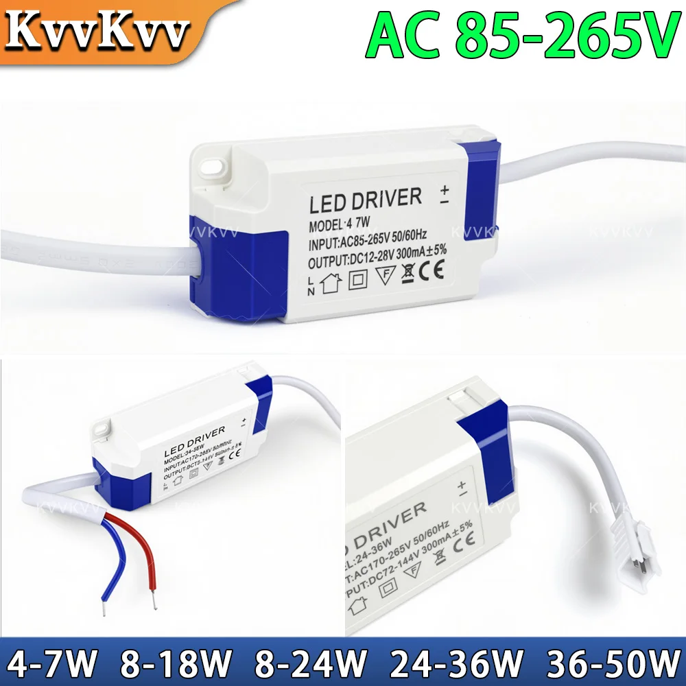 Image of 110V 220V LED-Treiber 300mA 3W 5W 7W 12W 36W 50W 9W 18W 24W für DIY LED-Heimbeleuchtung Transformator Panel Deckenleuchte Streifen