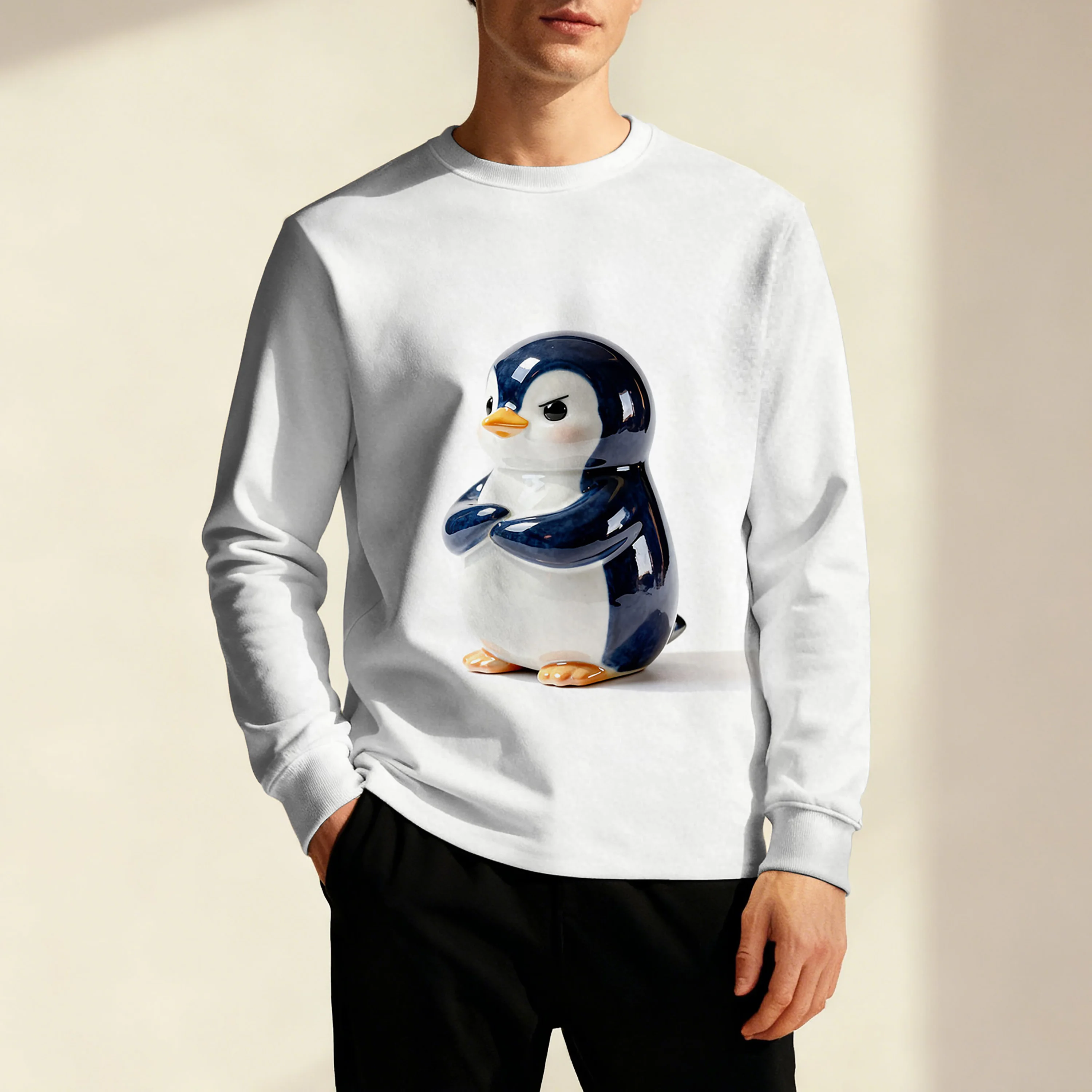 

Самая продаваемая мужская толстовка с круглым вырезом и ярким принтом пингвина, обязательный модный предмет для ежедневных поездок и активного отдыха.