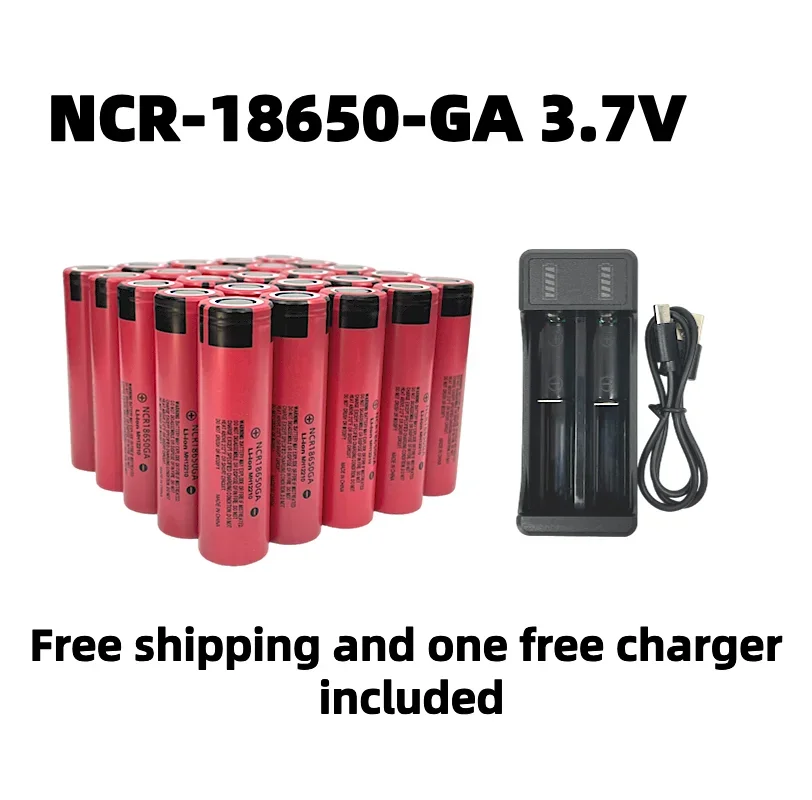 Free shipping18650 battery 2024 100% original NCR18650GA high discharge 3.7V 3500mAh rechargeable battery flashlight flat top