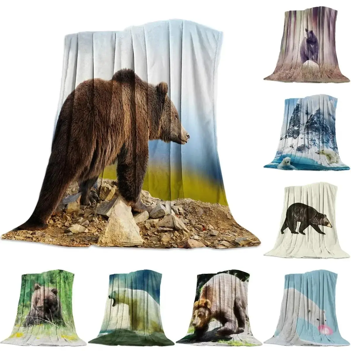 

Плед из фланелевого флиса с рисунком бурого медведя, мягкий, легкий, теплый, уютный, для кроватей размеров Queen, King, Twin, покрывало-плед, покрывало-пальто