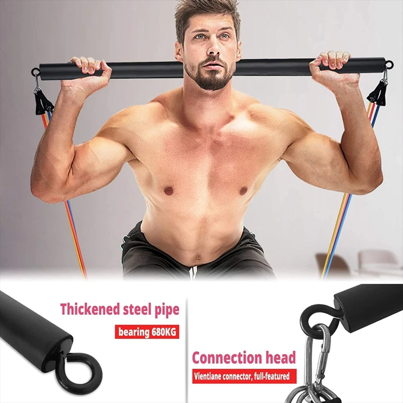 Elos-abnehmbare Widerstands bänder Bar 42 Zoll Brust gewichtete Workout Bar Stick max Last 800lb für Fitness, Fitness, Zuhause