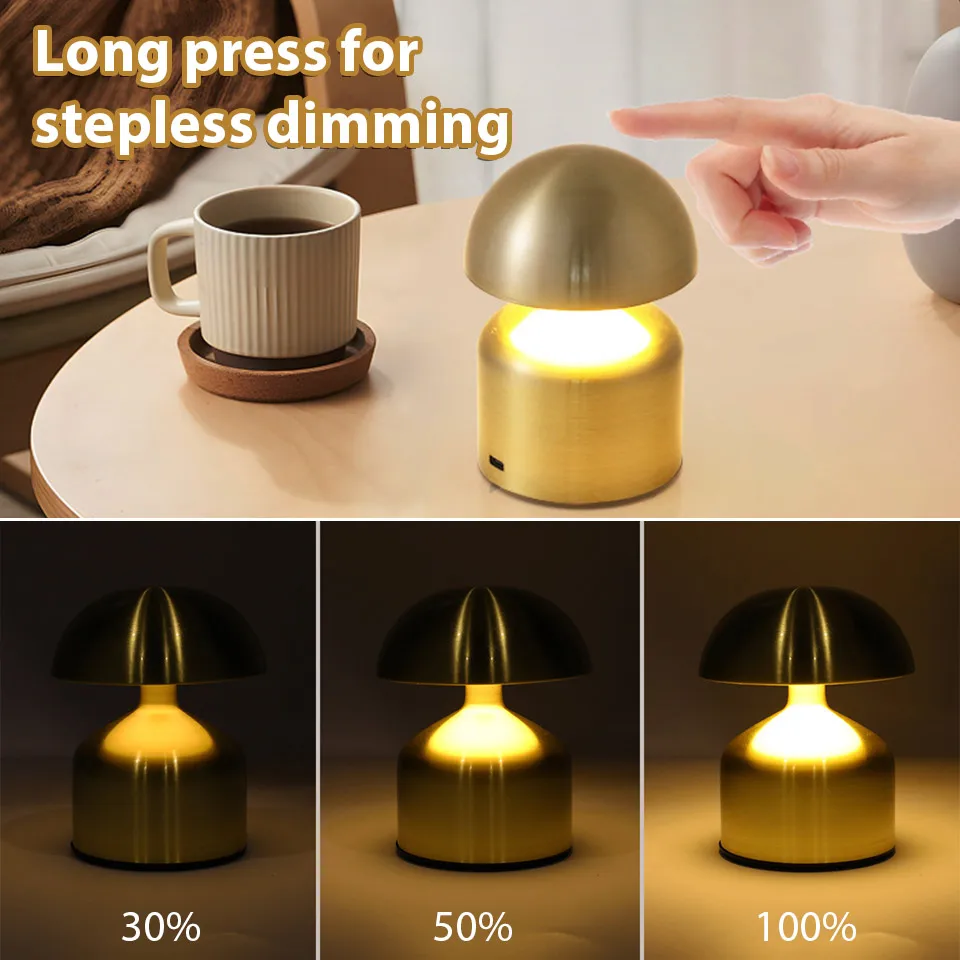 LED Table Lamps USB Rechargeable Touch Dimming Night Light 3 Color Cordless Atmosphere Bedroom Bedside Reading Lamps Decor Light