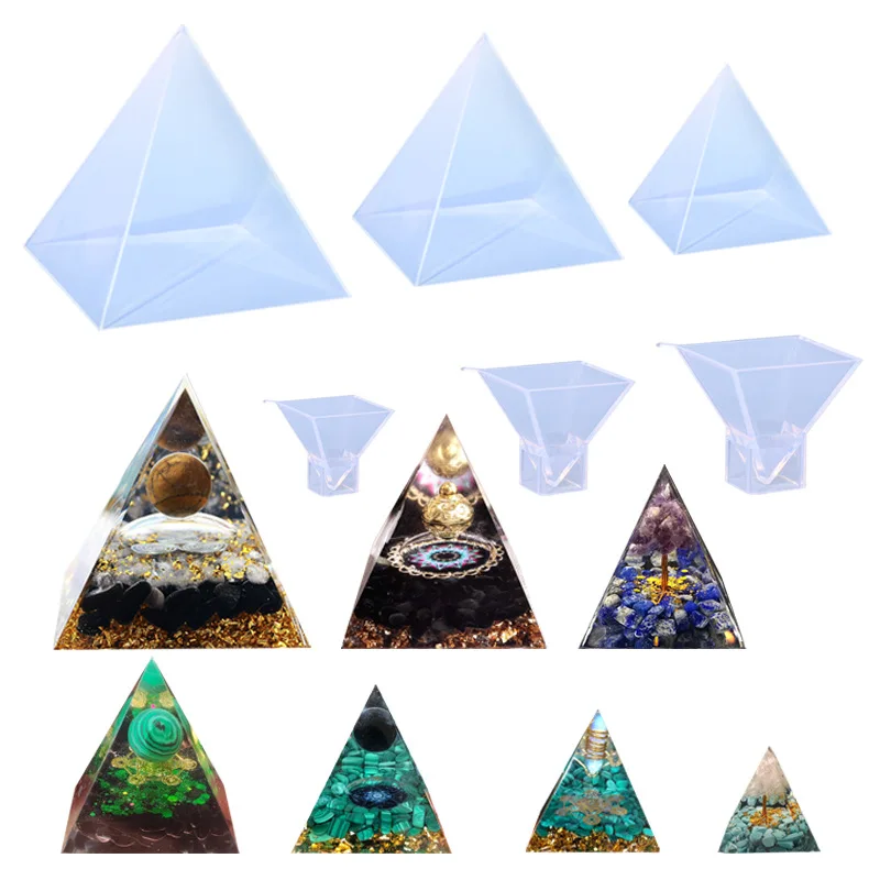 DIY Epoxy Resin Mold High Transparent Pyramid Silicone Mold Dried Flower Ornaments