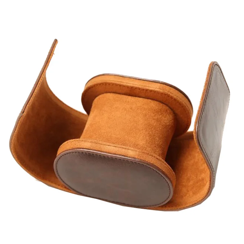 

A02M-3X 1-Slot Watch Roll Travel Case Portable Vintage Leather Watch Display Case Watch Storage Box Watch Organizers Brown M