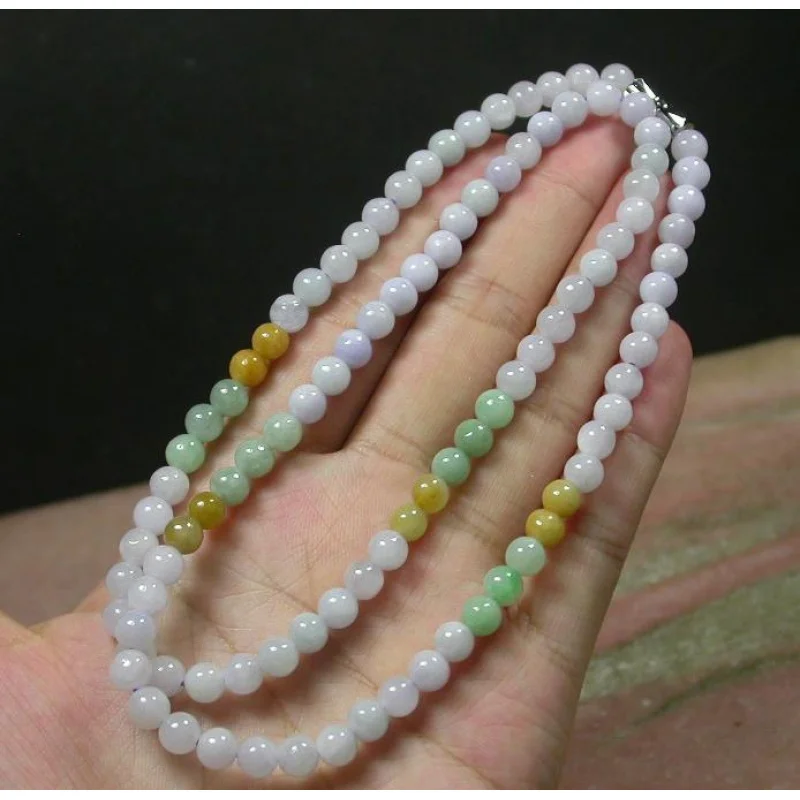 

3 color Lavender Green 100% A JADE JADEITE Bead Beads Nelace 21inch 279815 US