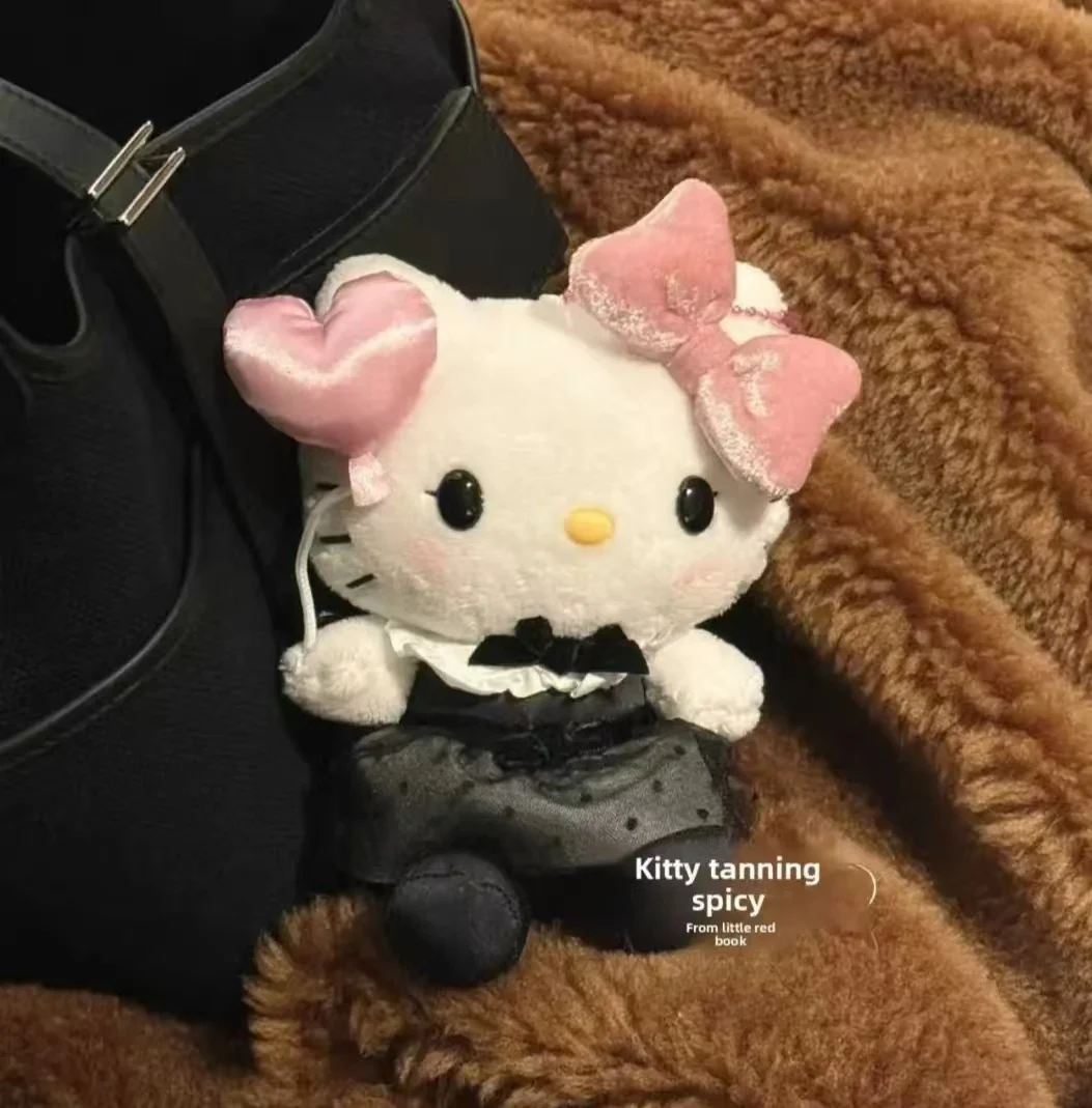 Genuino Sanrio Hello Kitty francés Sweetheart KT gato llavero de felpa juguetes de dibujos animados PP algodón mochila llavero regalos para niñas niños