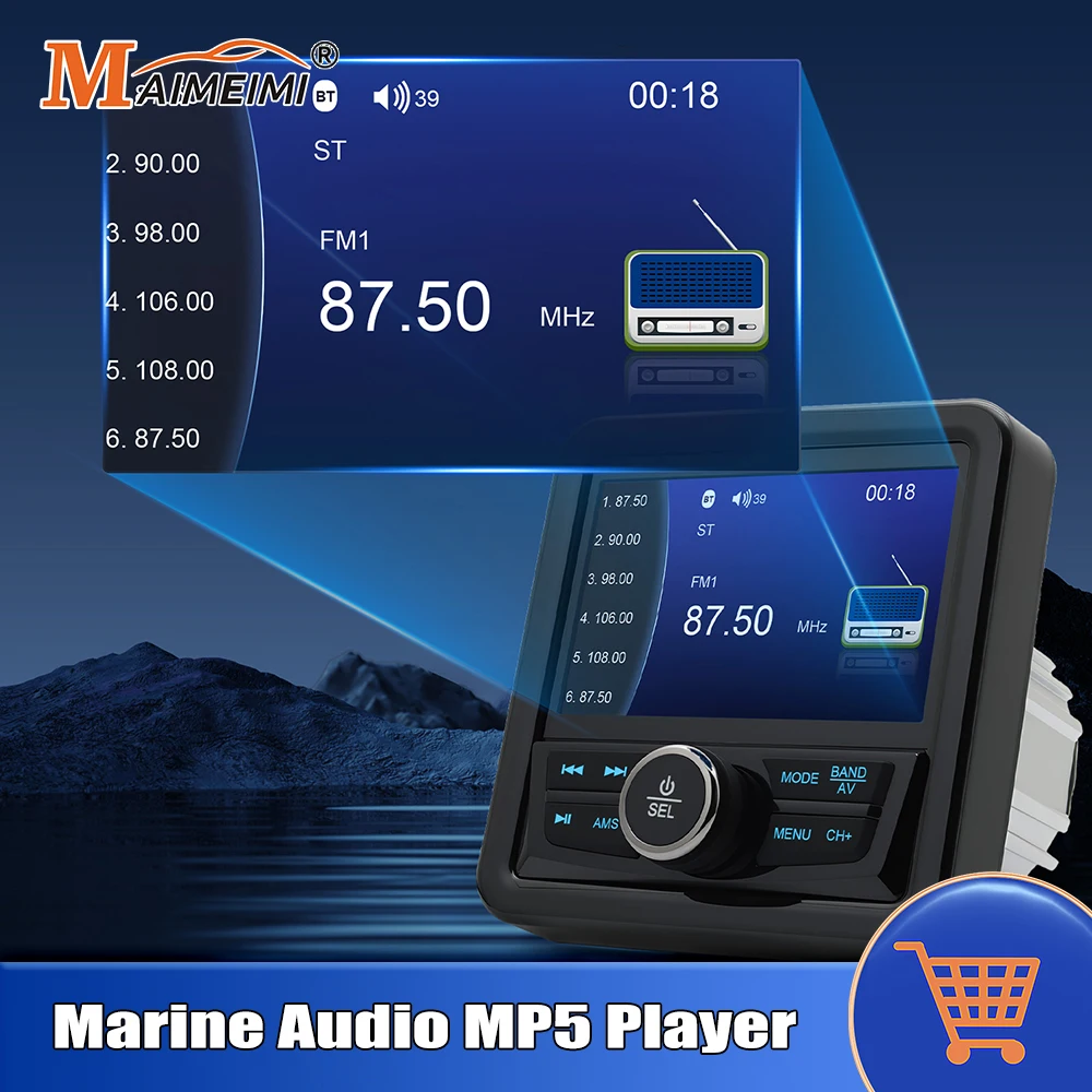 

Marine Stereo Waterproof IPX5 Boat MP5 Radio Player Bluetooth-compatible FM AM RDS Audio For Yacht ATV UTV Cart Motorcycle