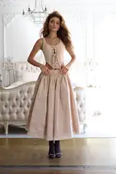 custom Vintage Corset Tank Top and Skirt 2PC A-line  Retro Cream Dress Renaissance Princess Prom Gown for Women 2024