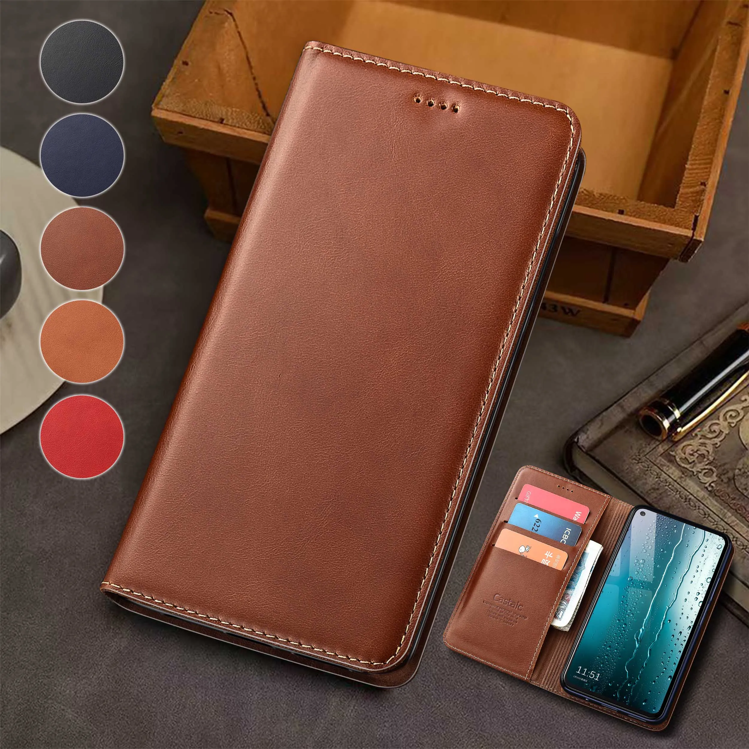 

For Samsung Galaxy M11 M21 M31 M31S M51 M12 M22 M32 M52 M62 4G 5G Wax Drop Pattern Genuine Leather Wallet Flip Phone Cover Case