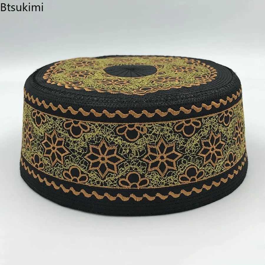 2026 القبعات الإسلامية الرجال التطريز عمامة الإسلام قبعات الصلاة العربية الهند الحجاب قبعات العرقية خمر الشرق الأوسط زي الملحقات #1