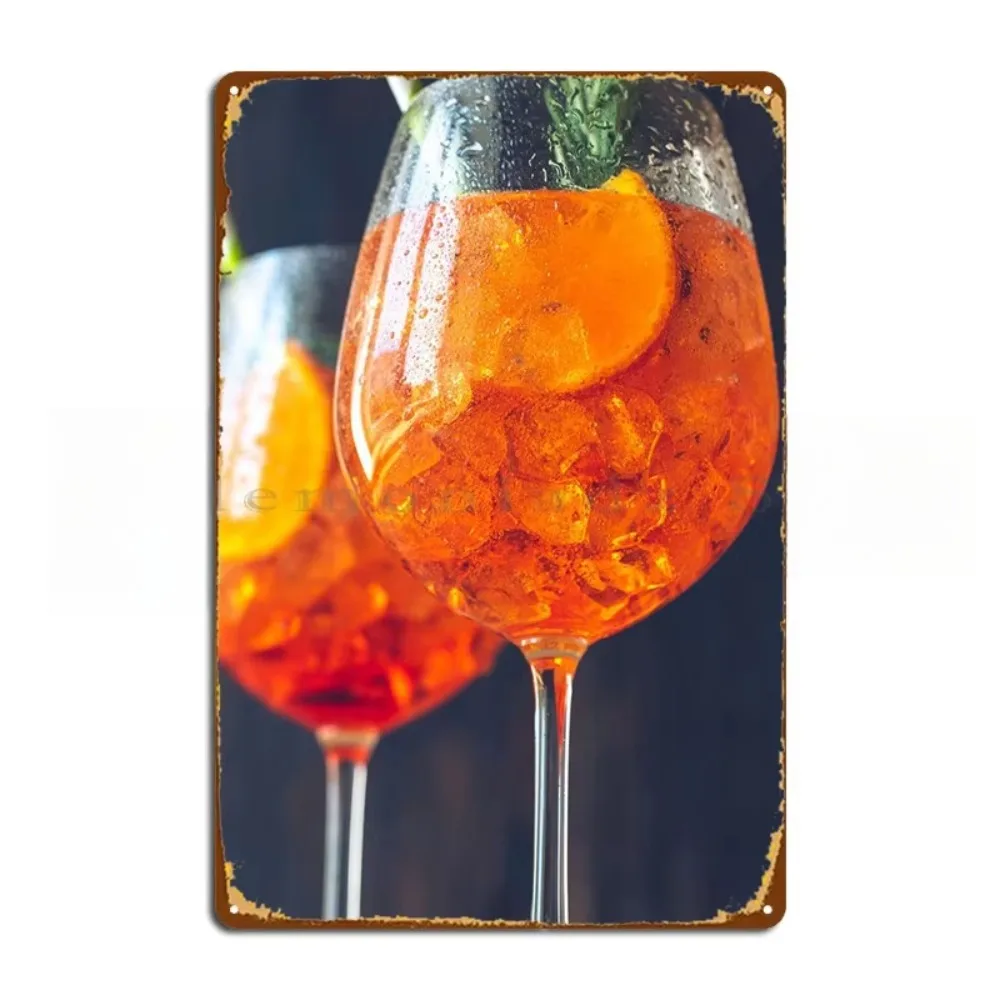 Aperol Spritz Cocktail Metal Plaque Poster Club Classic Decoration Designing Wall Decor Tin Sign Poster 16x12inch 40x30cm