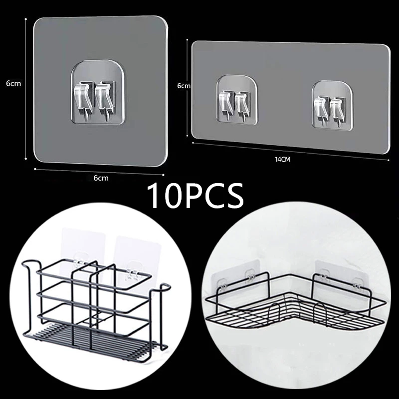 

Seamless Adhesive Hooks Wall Mount Rack Strong Non-Marking Patch Patch Accessories Grab Hook For Racks Baskets Home Supplies