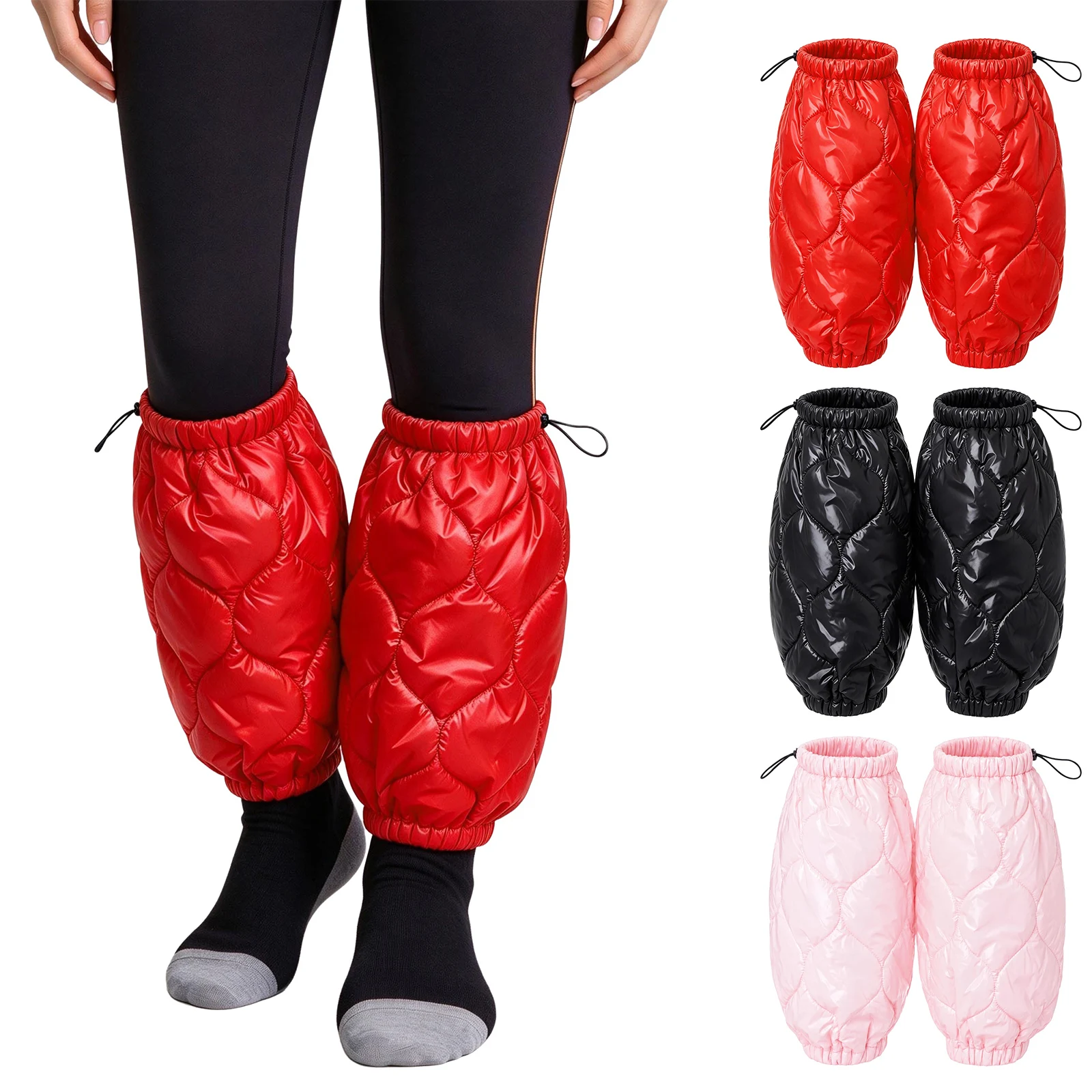 1 Pair Winter Padded Leg Warmer Windproof Waterproof Leg Cover Warmers For Outdoor Sports Cycling Ski Motorcycle Ankle Gaiters