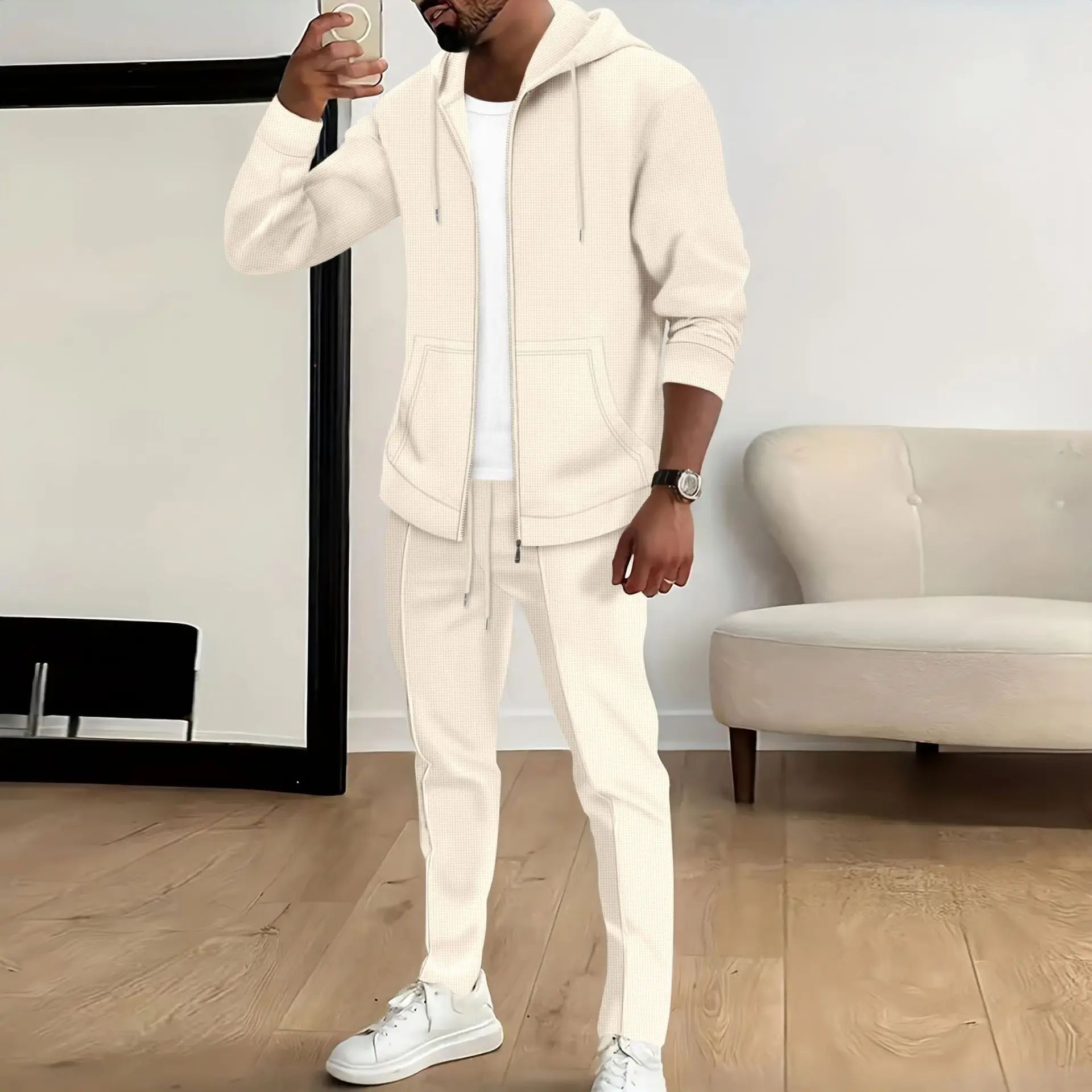 ربيع الخريف الرجال ملابس رياضية مجموعة عارضة عداء ببطء Sweatsuit مقنعين سترة + السراويل قطعتين الهيب هوب الجري التدريب الرياضة البدلة