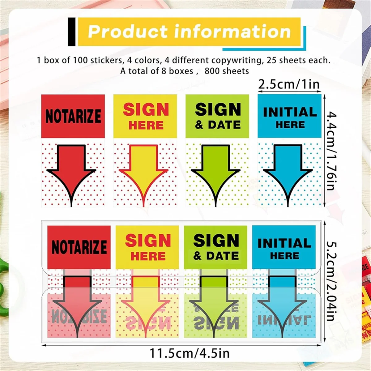 

AA98 500 Pcs Sign Here Stickers Notarize Initial Here Sign and Date Tabs Stickers Flags for Office School Students Notebook