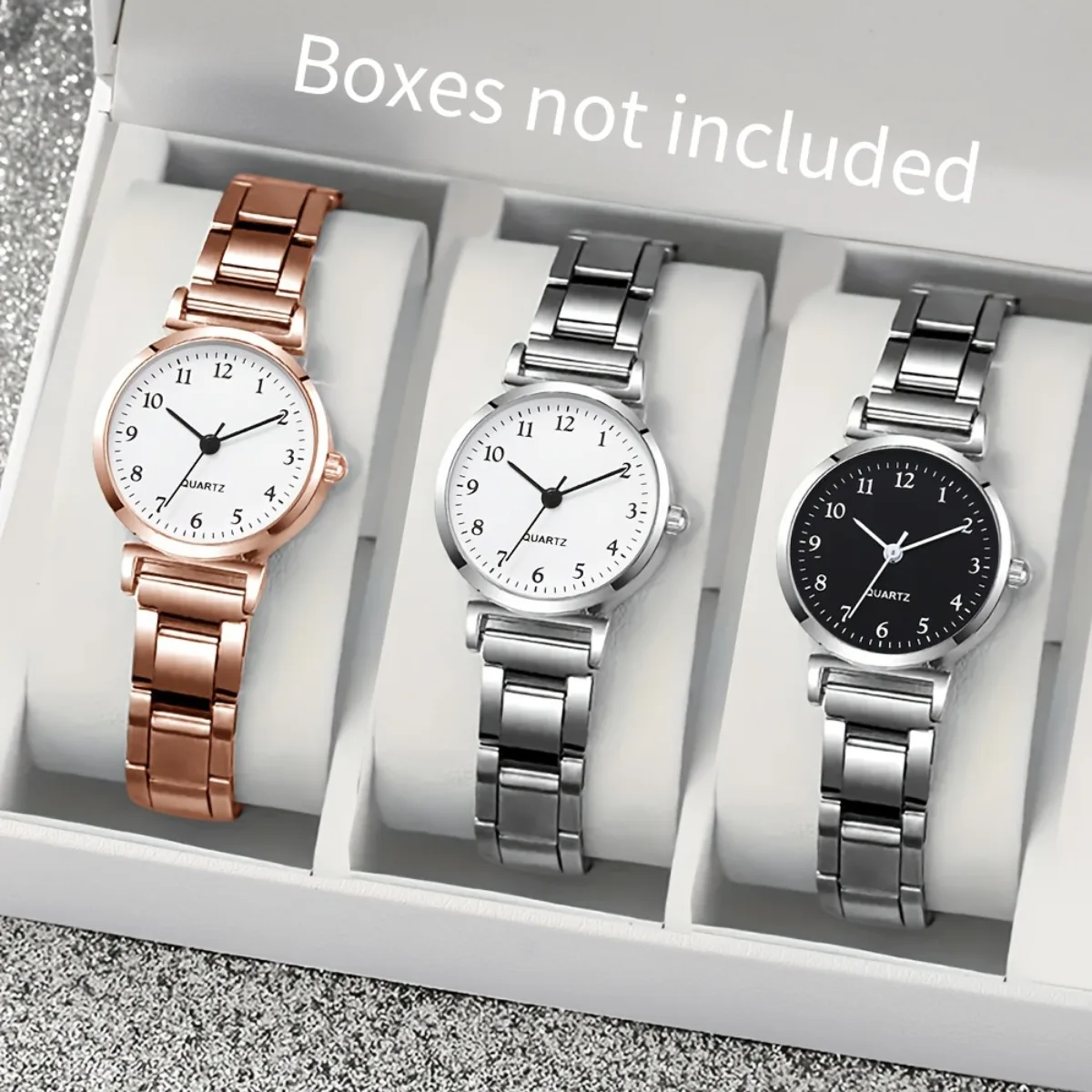 3PCS Fashion Arabic Dial Women’s Quartz Wristwatch Set Ladies Alloy Strap Watches Reloj Mujer Girls Clock Gift（Without Box）
