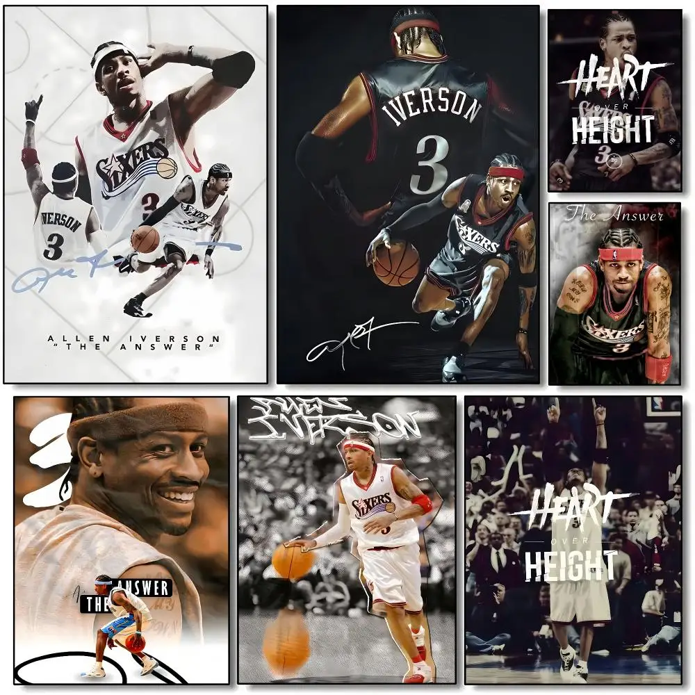 Allen Iverson Basketball Poster HD Wall Art Aesthetic Home Decor for Living Room Bedroom Café Office Stylish Gift