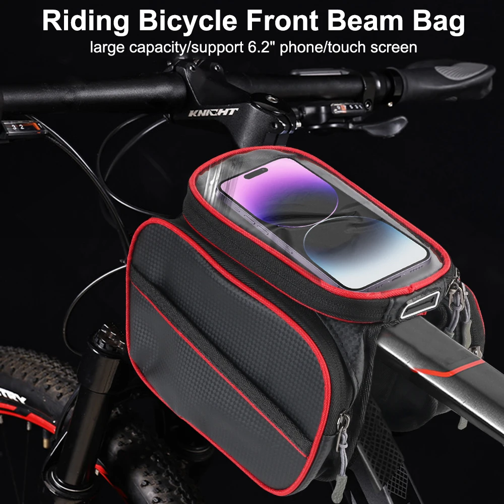 Mountain Bike Toolkit Portable Saddle Bag Storage Bag Mobile Phone Tools Holder Touch Screen Riding Bicycle Front Beam Bag