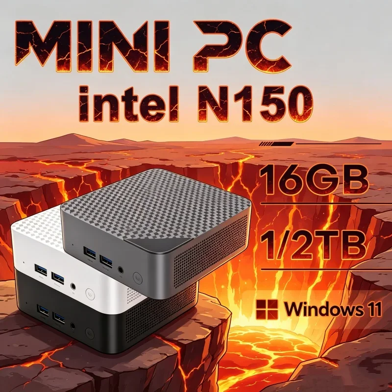 MINI PC Intel N150 Windows 11 Dainty Gaming PC 16GB RAM 1TB 2TB SSD Mini PC Computer Office Gamer Wifi6 BT5.2 Desktop