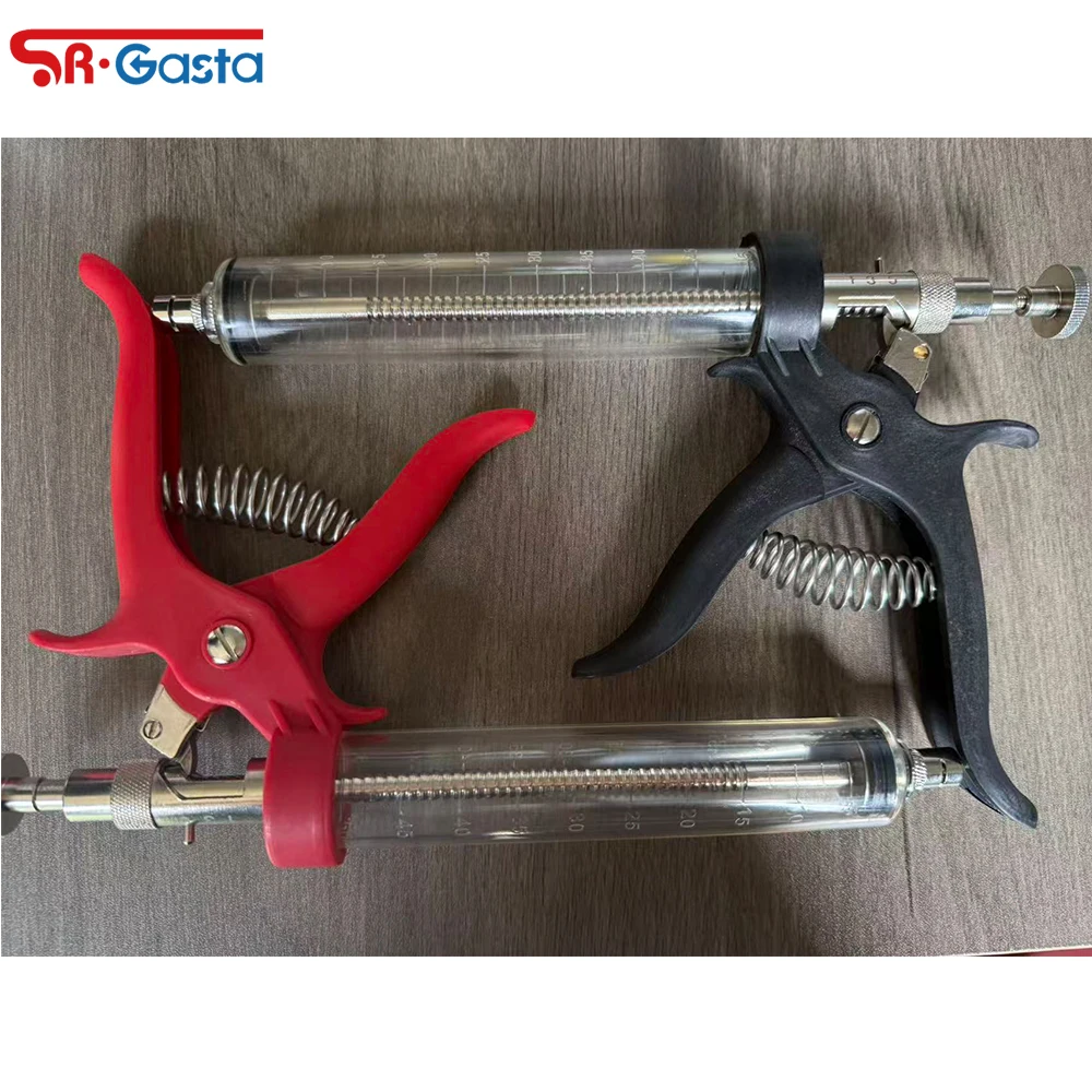 50ml Rod Continuous Syringe For Animal Use Revolver Plastic Handle Veterinary Automatic Vaccination Gun for Cow Pig Sheep