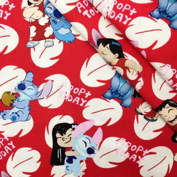 50*145cm Disney Lilo a Stitch Patchworková polyesterová bavlněná látka s potiskem, DIY kapesníky, šicí a prošívané látky, materiál na vyšívání 6 nejlepší prodej látka Lilo a Stitch - №2