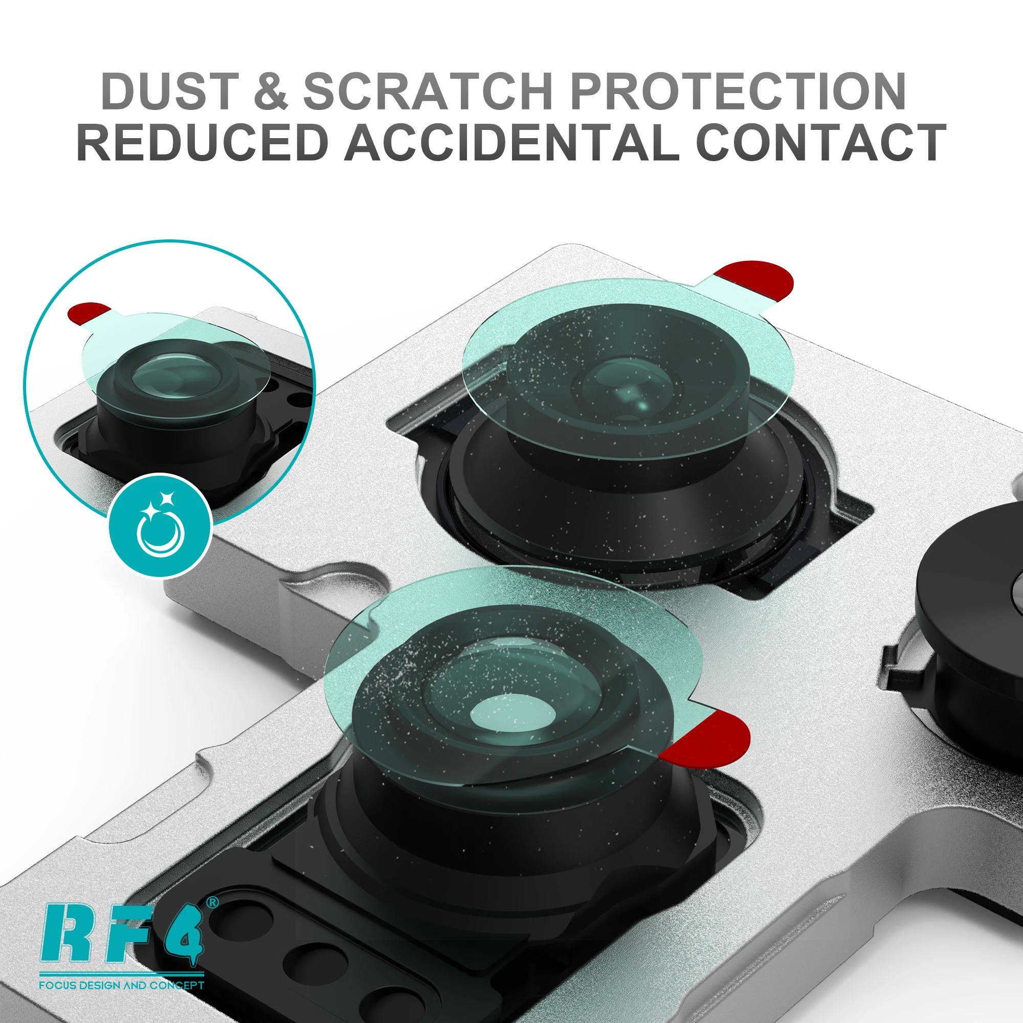 RF4 Mobile Phone Camera Protection Stickers (1,000 pcs/pack) – Includes 80 high-quality dust-proof stickers; diameter 7–12mm.