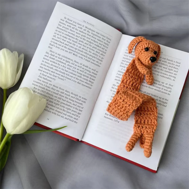 

Handmade Crochet Puppy - shaped Bookmark Adorable Exquisite Handmade crocheted Reading Accessory Unique Gift for Bookworms