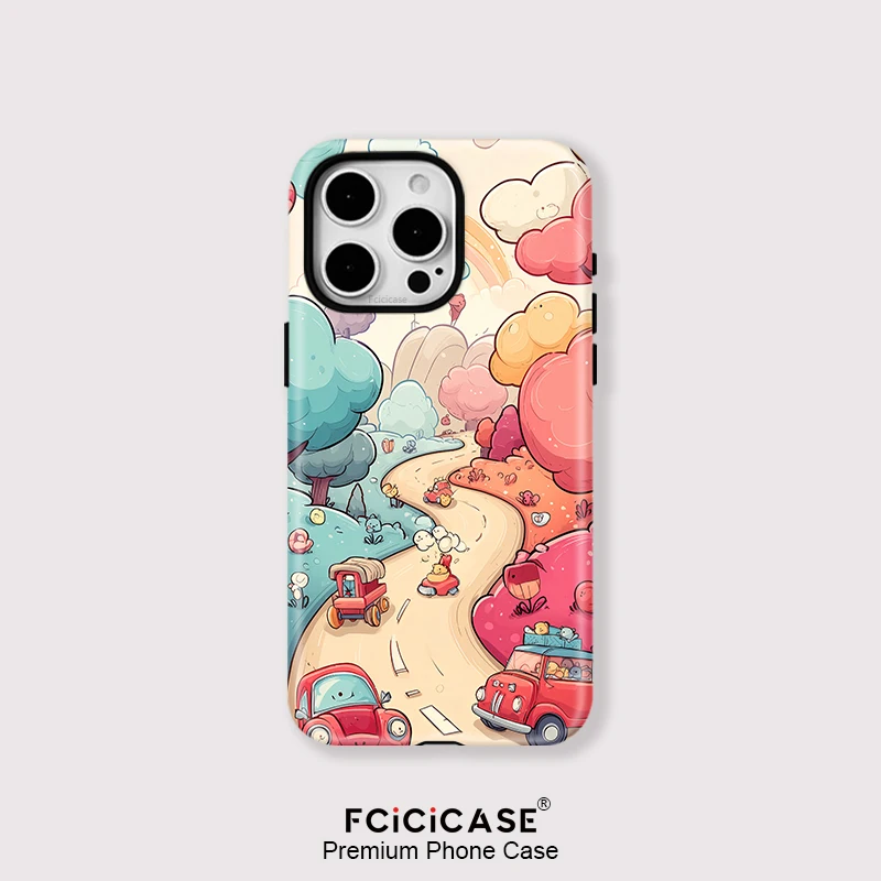 Fcicicase Cartoon-Muster-Hülle für iPhone 16 15 14 Pro Max 11 12 13 Pro für Magsafe magnetische kabellose Lade-Acryl-TPU-Abdeckung
