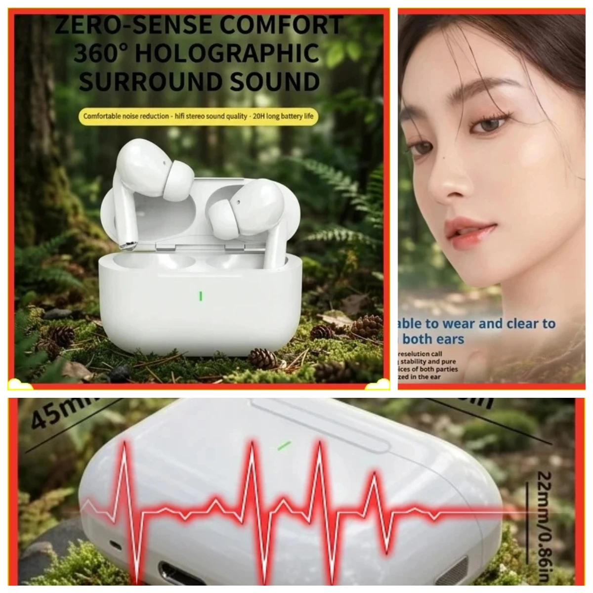 

Wireless Headphones - Bluetooth Earphones Remote TWS Airs Earphones pods Long Range Noise cancelling Earplugs