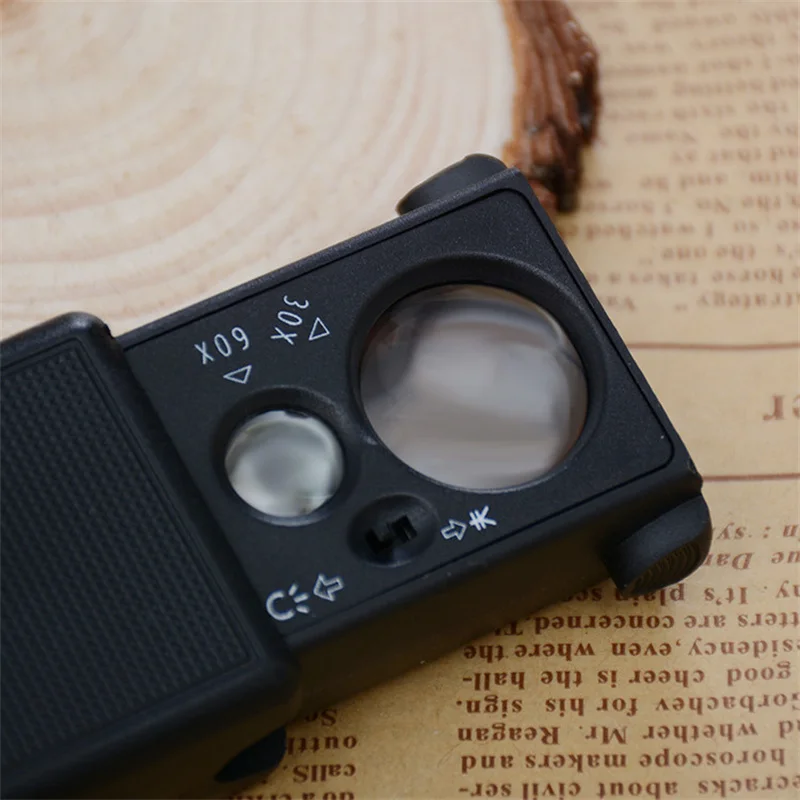 Imagem -03 - Pull-tipo Jóias Magnifier Mini Bolso Mão Lupa Microscópio Portátil Ferramenta de Lente Óptica Luz Led 30x 60x