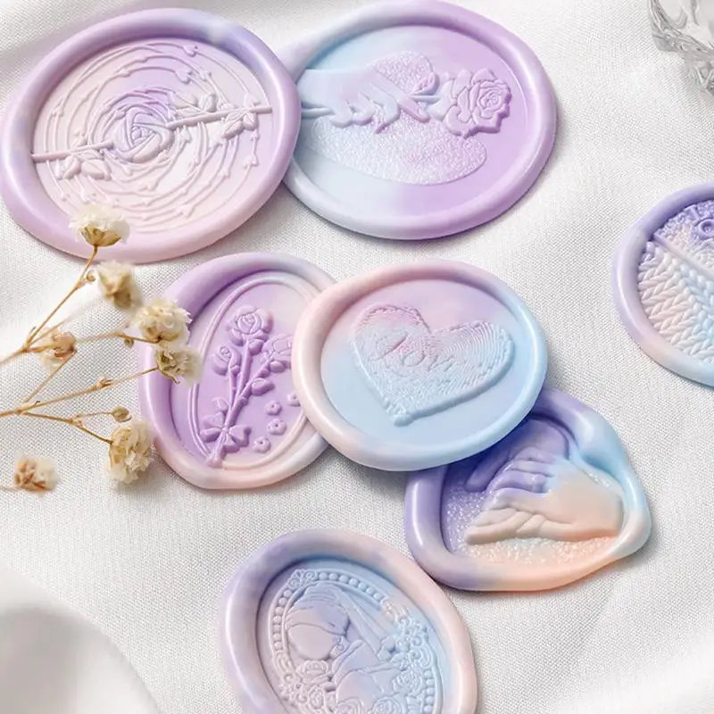 Walentynowa głowica uszczelniająca z lakierem róża miłości romansem w kształcie serca, pieczęć woskowa, ręcznie robiona do opakowanie na prezenty z