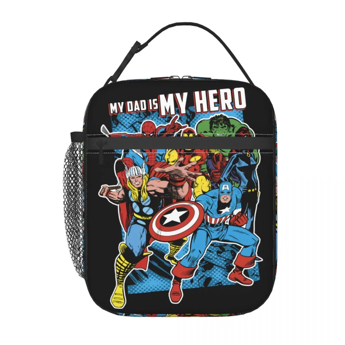 Custom Hulk Avengers Hero Dad Portable Lunch Boxes Multifunction Thermal Cooler Food Insulated Lunch Bag Office Work