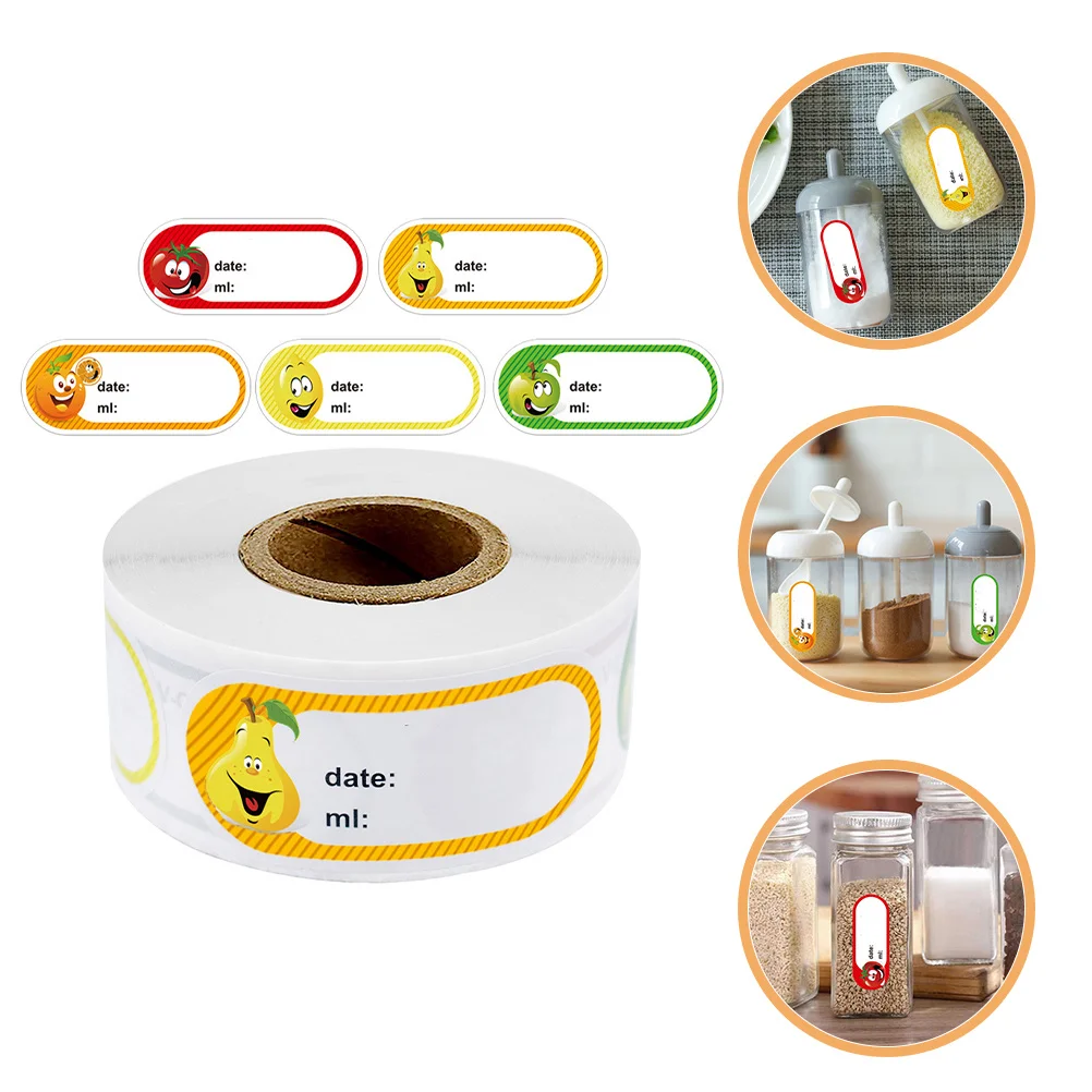 

250 шт., наклейки с датой, этикетки для еды, рулон, неклейкие, милый мультяшный дизайн, кухонные контейнеры для хранения, организация